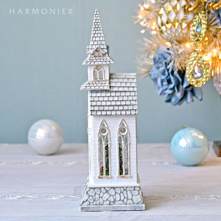 Amazon.co.jp: リキッドLEDチャーチツリー スノードーム 自動回転